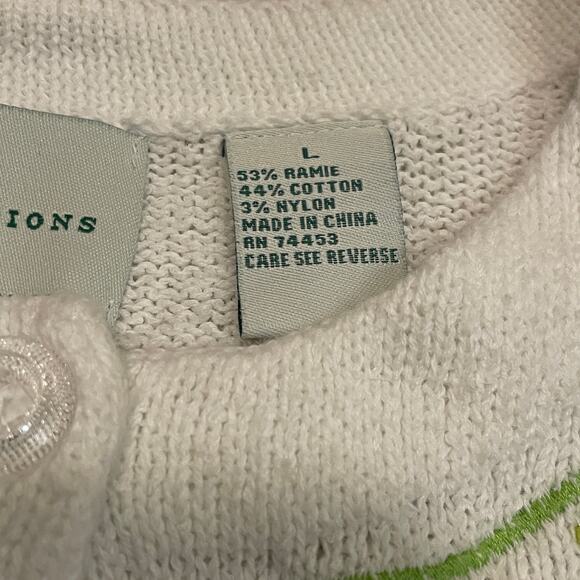 Vintage Design Options L Fish Sequin Cardigan | Rare Coastal Grandma Cottagecore - Picture 13 of 13